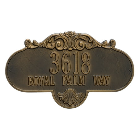 Whitehall Products 2018AB Grande Wall Two Line Rochelle Address Plaque, Antique Brass
