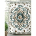 thumbnail image 2 of Boho Shower Curtain, Retro Pattern Bathroom Decor Curtains Set with Hooks, Aqua Blue Waterproof Fabric Home Accessories， 66 X 72 Inch Long, 2 of 6