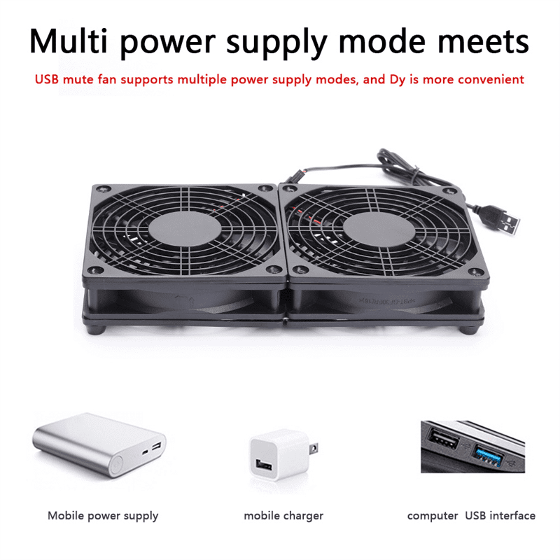 120Mm 5V Powered PC Router Dual Fans with Speed Controller Airflow Cooling Fan for Router Modem Receiver - Walmart.com