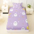 thumbnail image 3 of Manfei Cartoon Cute Ghost Twin Sheets,Sugar Skeleton Print Halloween Bedding,3pcs,1 Flat Sheet,1 Fitted Sheet and 1 Pillowcase, 3 of 6