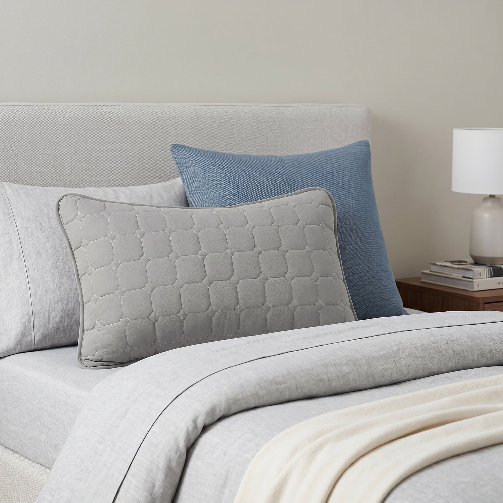 Unique Bargains Quilted Cotton Covers Pillow Protectors with Envelope Standard Size Gray