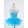 thumbnail image 4 of Lejafay Kids Girls Sequined Ballet Tutu Dress Gymnastics Leotard Dress Blue L, 4 of 7