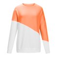 thumbnail image 4 of Crewneck Sweatshirts Women Fall Winter Oversized Crew Neck Long Sleeve Cap Drop Shoulder Colorblock Leisure Cotton T Shirts Pullovers(Orange,XL), 4 of 5