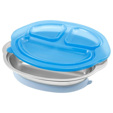 

Grusce Stainless Steel Liner Baby Suction Plate Large Capacity Heat Resistant Baby Divided Plate With Silicone Sucker for Babies and Toddlers