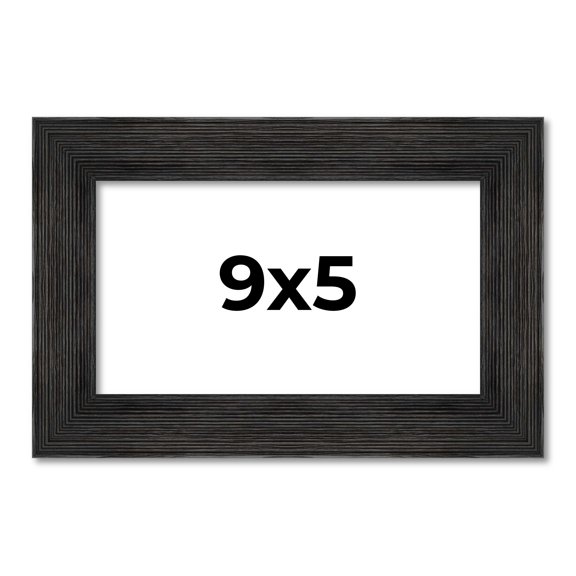 9x5 Frame Black Rustic Barnwood Solid Wood Picture Frame | 1.5 Inch Moulding Width | Includes UV