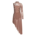 thumbnail image 3 of Raenseen Costume de Danse Lyrique pour Femmes Robe Fluide Sans Manches Col Montant en Strass Rose Poussiéreux L, 3 of 7