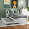 thumbnail image 6 of Dtwnek Home Bedroom Twin Size Platform Bed Wood Bed Frame with Trundle, White, 6 of 9