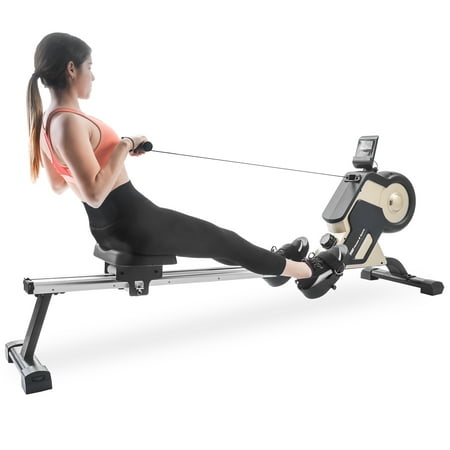 URHOMEPRO Home Rowing Machine with LCD Monitor, Smart Row Machine Exercise Equipment for Gym or Home Use, Upgrade Rowing Exercise Machine Measures Time, Stride, Distance, Calories Burned, Q9590