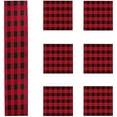 thumbnail image 1 of Set de Tapis de Table et Sets de Table pour les Vacances, le Printemps, l'Été, l'Utilisation Quotidienne (1 Tapis de Table et 6 Sets de Table, Plaid Noir et Rouge), 1 of 7