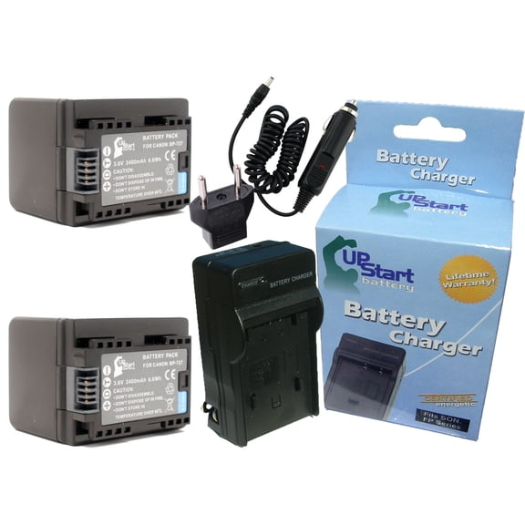 2x Pack - Canon VIXIA HF R42 Battery   Charger with Car & EU Adapters - Replacement for Canon BP-727 Digital Camera Battery and Charger (2400mAh, 3.6V, Lithium-Ion)
