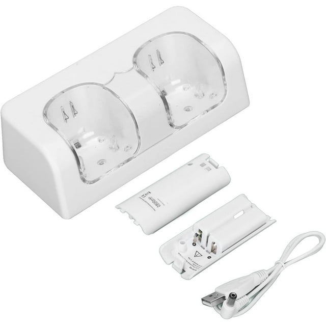 Dual Charging Station, Stable Remote y Charge Portable for Wii Game Remote Controller(White)