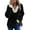 Black, variant on SHEWIN Womens Sweatshirt Ribbed Texture Button Up V Neck Sweatshirts Long Sleeve Patchwork Shirts Casual Fall Pullover Tops
