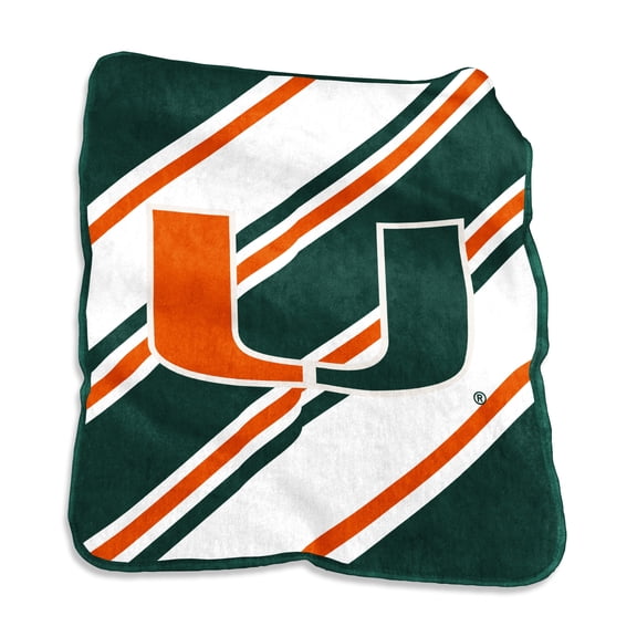 Logo Brands Miami Hurricanes 50" x 60" Raschel Stripe Throw Blanket