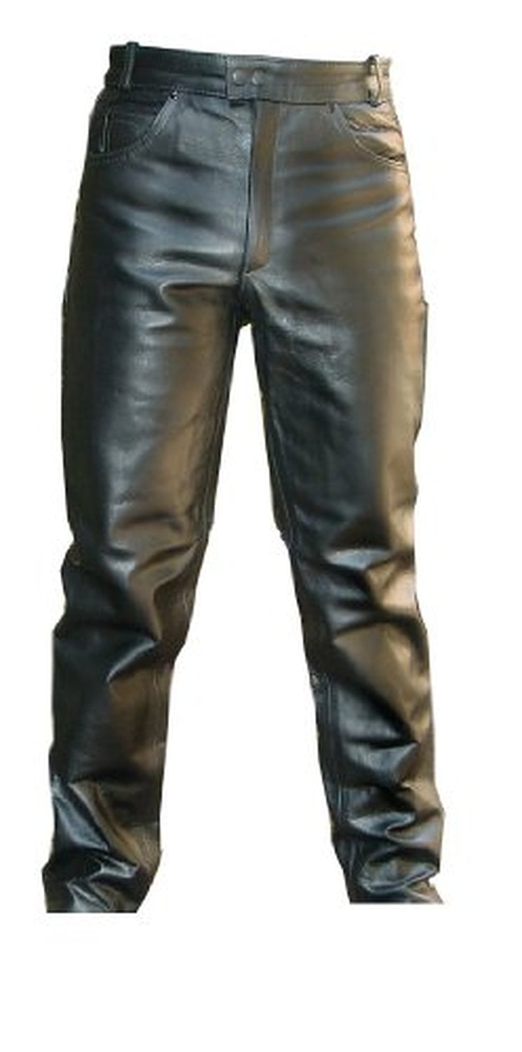 Mens Premium Cowhide Leather Pants Skin Fit Slim Fit Biker Style Fashion Pants 