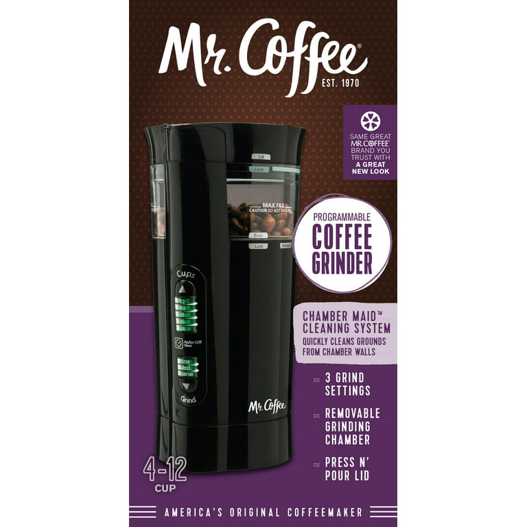 Mr. Coffee 12 Cup Electric Coffee Grinder with Multi Settings, Black, –  Kaffa Abode