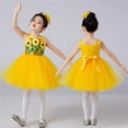 thumbnail image 6 of Odeerbi 4-15 Years Child Teen Girls Sequin Sunflower Dress with Headwear Spaghetti Strap Tulle Tutu Princess Dress for Stage Performance Dance Party, 6 of 7