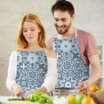 thumbnail image 3 of Blue Ethnic Geometric Pattern Apron-Garden Aprons for Women with Pockets-Cotton Linen Waterproof Kitchen Cooking Gardening Aprons Adjustable for Kitchen,Cooking,BBQ and Salon 33x27 Inch, 3 of 7