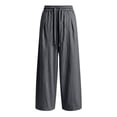 thumbnail image 4 of OOOUM Crinkle Wide Leg Pants for Men Relaxed Baggy Linen pants men's comfortable Lightweight Trousers Grey XL, 4 of 4