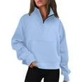 thumbnail image 2 of NOLDARES Women's Half Zip Sweatshirts Cropped Loose Fit Long Sleeve Pullover Soft Quarter Zipper Hoodies Fall Outfits 2024(Z5-Blue,XL), 2 of 6