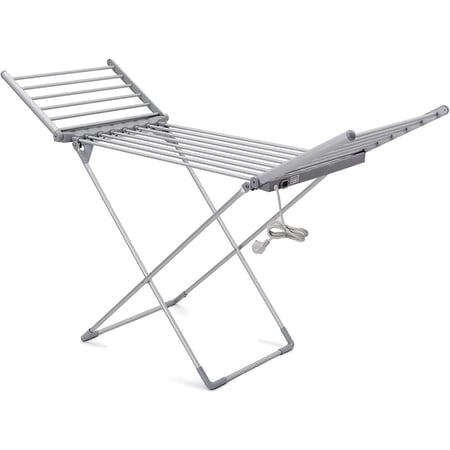 Heated Clothes Drying Rack, Folding Electric Clothes Drying Rack, Collapsible Laundry Drying Rack, Free-Standing Heating Garment Dryer Towel Rail Space Saving for Home Indoor/Outdoor