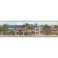 thumbnail image 2 of Belle Maison Colorée de la Ville Européenne Fascis Bleu Ciel Papier Peint Bord Design Rétro, Rouleau 15' x 6.75'', 2 of 3