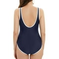 thumbnail image 3 of successthop Full Coverage Swimsuits for Women Navy One Piece Bathing Suits Thong Solid Swimwear Beachwear XL, 3 of 6