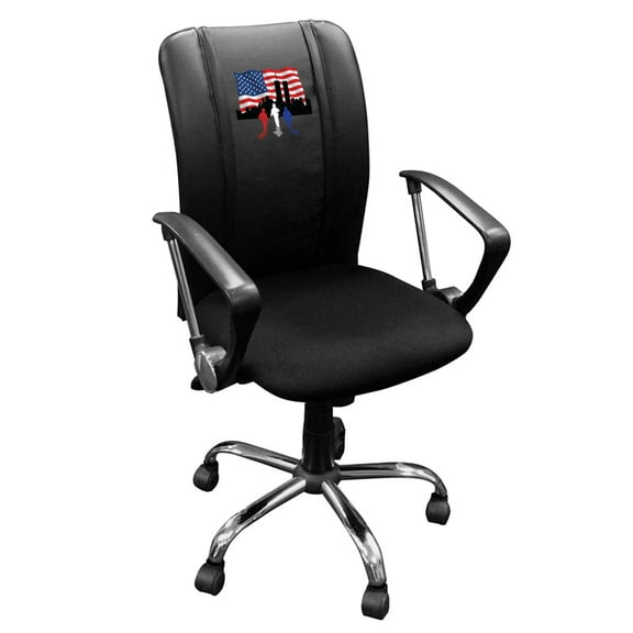 DreamSeat Black Ergonomic Durable Curve Task Chair Embroidered 9/11 Responders Logo