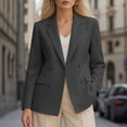 thumbnail image 5 of Blazer Jackets for Women Button Down Turndown Collar Long Sleeve Solid Color Fashion Business Jacket Dark Gray L, 5 of 6