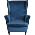 thumbnail image 2 of SHANNA Stretch Wingback Chair Covers, Velvet Wing Chair Slipcover Soft Furniture Covers For Living Room Bedroom Hotel (Navy Blue), 2 of 9