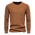thumbnail image 1 of Camisetas de algodón Waffle de Color sólido para hombre, camisetas de manga larga con un solo bolsillo para hombre, nuevas camisetas básicas transpirables de primavera para hombre, 1 of 5
