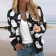 thumbnail image 2 of Chaqueta bomber con estampado de murciélago rosa para mujer, abrigo informal ligero con cremallera, puños y dobladillo acanalados, 2 of 5