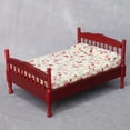thumbnail image 3 of Cama doble en miniatura para casa de muñecas a escala 1:12. Accesorios decorativos para dormitorio pequeño. marrón, 3 of 8