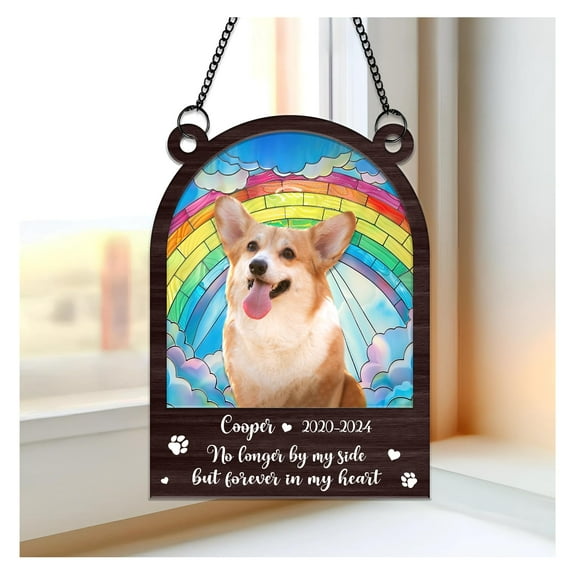 Personalized Dog Memorial Suncatcher - Cat Loss Sympathy Gift - Memorial Gifts for Cat Lover - Pet Loss Gifts - Hanging Indoor Window Decor - Custom Photo Suncatcher Ornament Decoration
