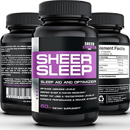 Sheer SLEEP, # 1 nuit Temps Sleep Aid & Recovery Supplément avec Mélatonine, GABA, Valériane + Plus - 100% Pure, Proven, somnifères naturels - 60 Capsules