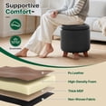 thumbnail image 6 of MoNiBloom Storage Ottoman with Padded Seat, Modern PU Leather Footrest, Round Seat Stool, Black, 6 of 8