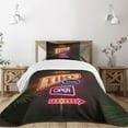thumbnail image 3 of Ambesonne Tiki Bar Quilted Bedspread Set 2 Pcs, Neon Sign Design, Twin Size, Multicolor, 3 of 6