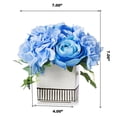 thumbnail image 2 of Enova Home Mixed Artificial Hydrangea and Rose Silk Flowers Arrangement in White Ceramic Pot (Blue), 2 of 2