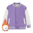 thumbnail image 2 of Boys Girls Color Block Baseball Jacket Plush Lined Long Sleeve Warm Sporty Coat For Autumn Winter Casual Outerwear,Size:8-9 Years, 2 of 4