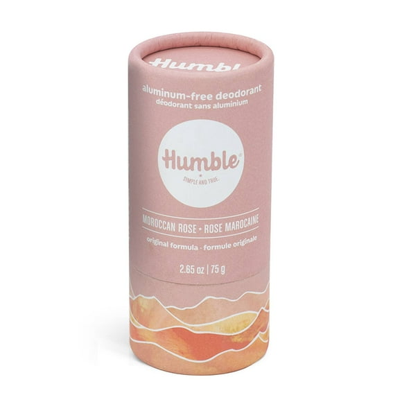 HUMBLE BRANDS Original Formula, Plastic-Free, Aluminum-free Deodorant Long Lasting Odor Control with Baking Soda and Essential Oils, Moroccan Rose