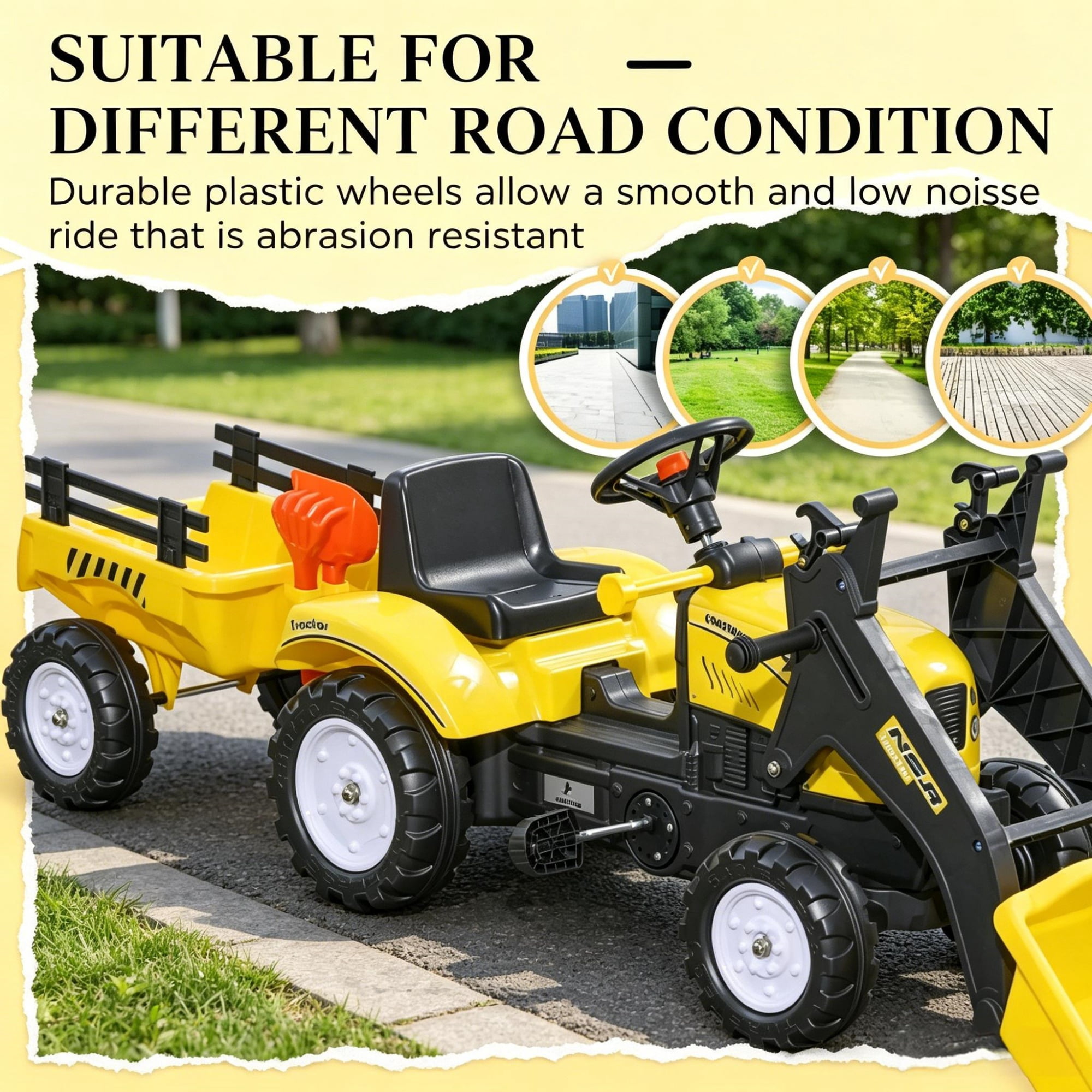 Kids Ride-On Excavator with Detachable Trailer for Ages 3-6
