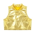 thumbnail image 3 of Alvivi Girls Shiny Metallic Crop Tank Top with Pleated Skirt Ballet Dance Jazz Hip Hop Performance Costumes Gold 14, 3 of 7