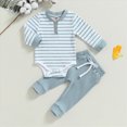 thumbnail image 2 of Infant Newborn Baby Boy Clothes Fall Winter Outfits 0 3 6 9 12 18 24 Months Infant Long Sleeve Stripe Rompers Jogger Pants Sets Infant Boys Clothes,3-6 Months,Blue, 2 of 4
