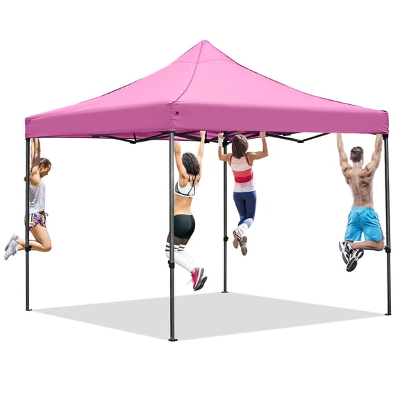 Ainfox 10' x 10'Heavy Duty Pop up Canopy Tent,Folding Instant Outdoor Gazebo,Sun Shade Tent,Pink