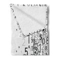 thumbnail image 2 of Modern Soft Flannel Fleece Blanket, Vector School Design Mathematic Frame Like Numbers in a Row Image Work of Art, Cozy Plush for Indoor and Outdoor Use, 70" x 90", Black and White, by Ambesonne, 2 of 5