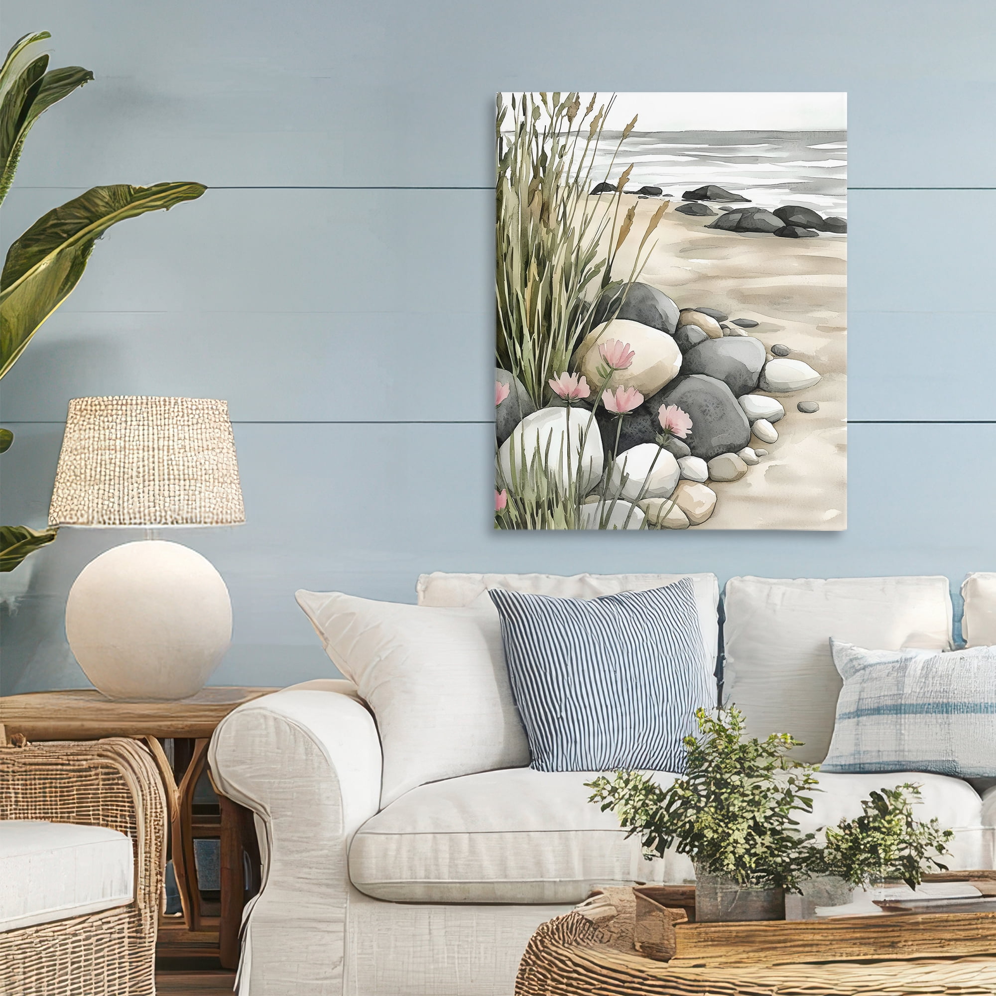 Stupell Industries Coastal Calm Pebbles Canvas Wall Art, design by Riley B