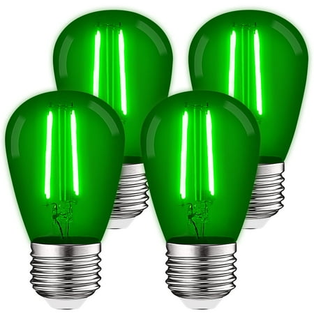 

Luxrite S14 Edison LED Green Light Bulb 0.5W Colored LED Bulbs for Outdoor String Lights UL Listed E26 Base 4 Pack