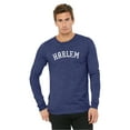 thumbnail image 2 of Daxton Retro Harlem Arch Font Long Sleeves T Shirt Soft Medium Weight Cotton, Heather Navy Tee White Font, 3XL, 2 of 2