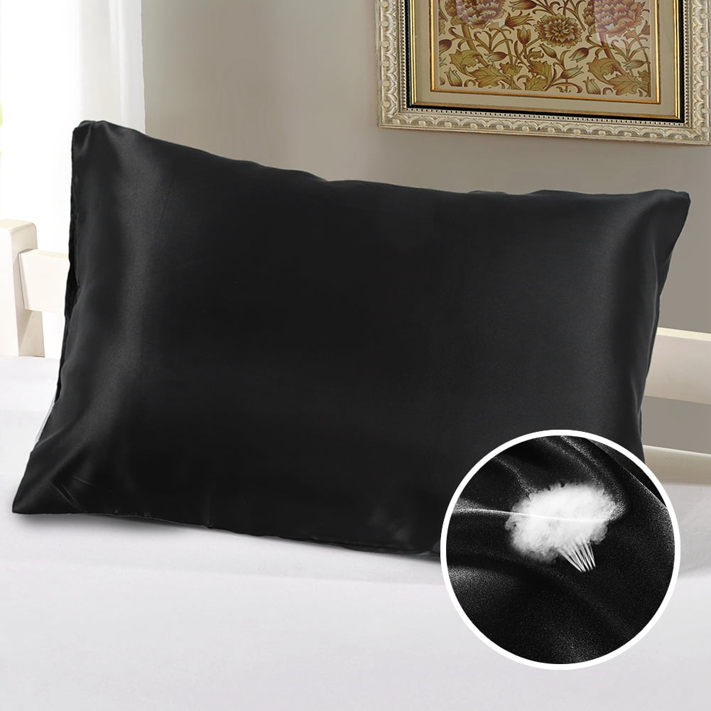 LYUMO Satin Pillowcase,Bedding Luxury Soft Silky Satin Pillowcase Black With Zipper Great For