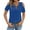 Blue, variant on Womens Blouses Cross Front V Neck Off Shoulder Short Sleeve Shirt Solid Color baggy Trendy Pullover Shirt