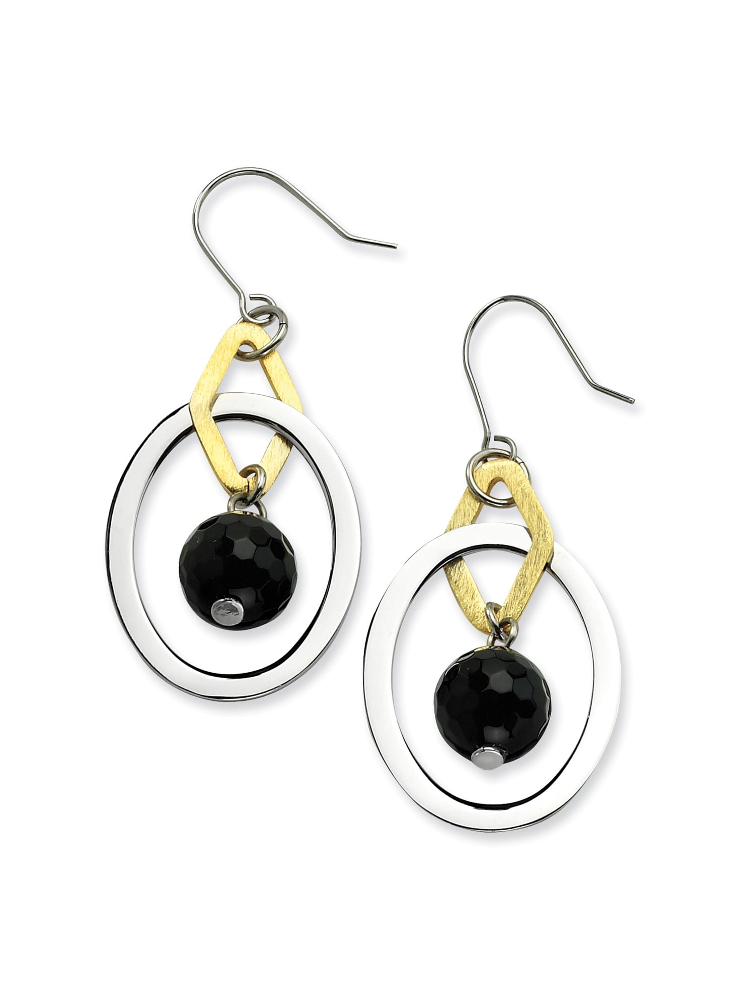 Convergence Hook Earrings in Gunmetal & Silver